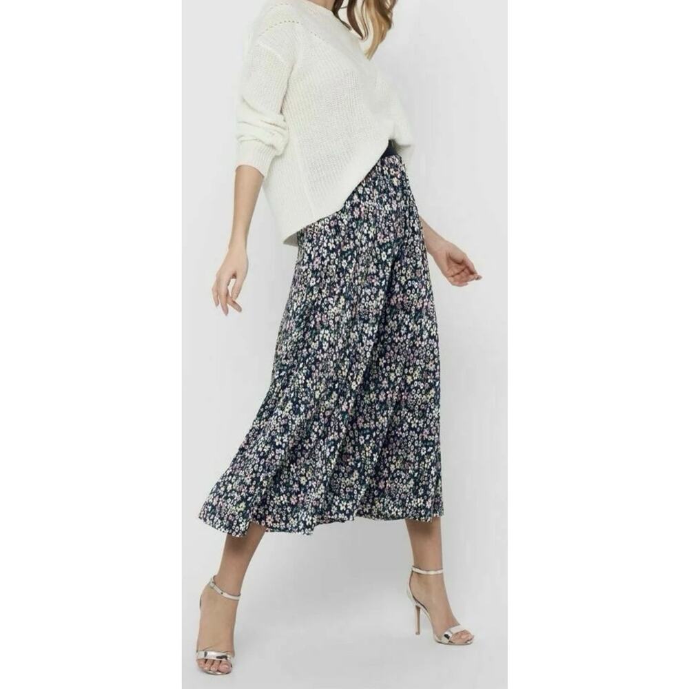 Only Midi Floral A Line Skirt Women Size large Pull On A003526